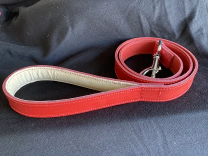 Leather Lead - Flat Red 1" Wide