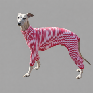 Whippet Cotton Onesie Pjs - Red Stripe- The Smart Dog Company