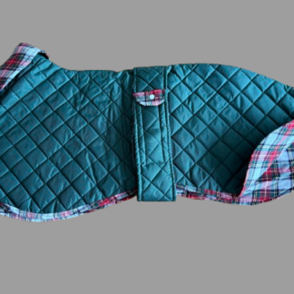 Waterproof Quilted Forrest Green Coat With Tartan Lining